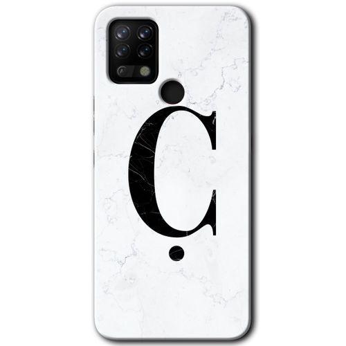 Tecno Pova Kılıf HD Desen Baskılı Arka Kapak - Beyaz Mermer Desenli Ç Harfi