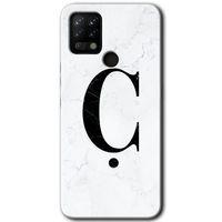 Tecno Pova Kılıf HD Desen Baskılı Arka Kapak - Beyaz Mermer Desenli Ç Harfi