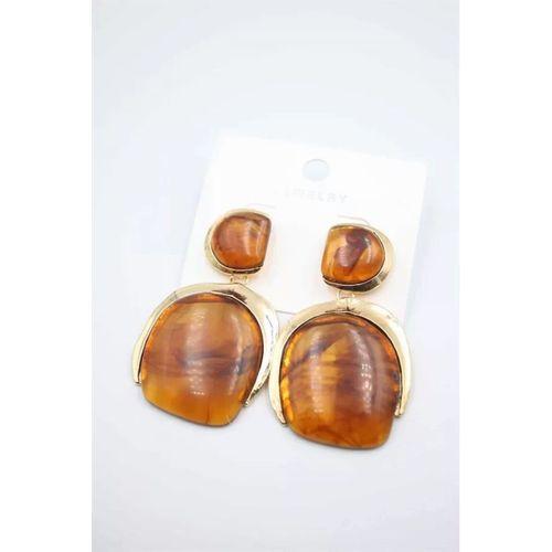 Taşlı Küpe - Kahverengi