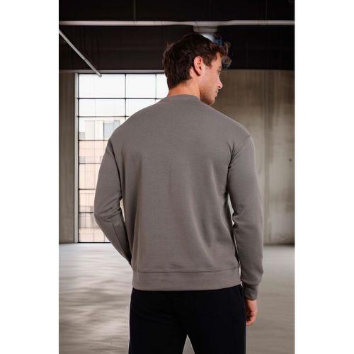 Wenders Relax Fit Basic Fırçalı Interlok Bisiklet Yaka Erkek Sweatshirt - Avcı Yeşili