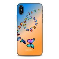 Apple iPhone XS Kılıf Kelebek Etkisi (49) Ultra Silikon Kılıf Şeker Pembe Mavi