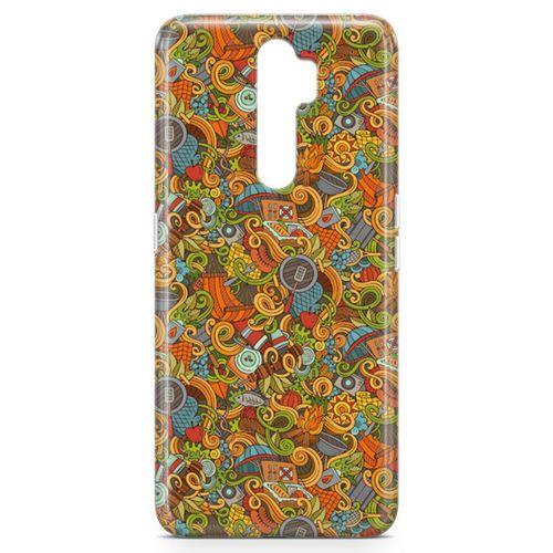 Oppo A5 2020 Kılıf Doodle Piknik Seti Arka Kapak Koruma Desenli Full Koruyucu