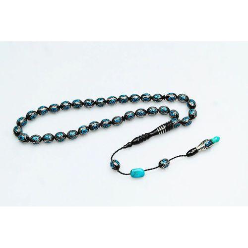 Oltu Taşı ve Turkuaz Mineli Damla Tespih