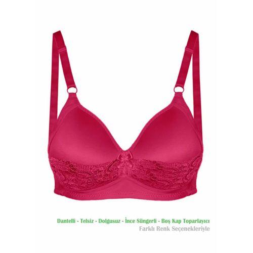 Alışveriş Meydanı Kadın Bordo Dantelli Toparlayıcı Küçültücü Balensiz Boş Kap Sütyen