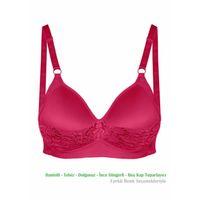 Alışveriş Meydanı Kadın Bordo Dantelli Toparlayıcı Küçültücü Balensiz Boş Kap Sütyen