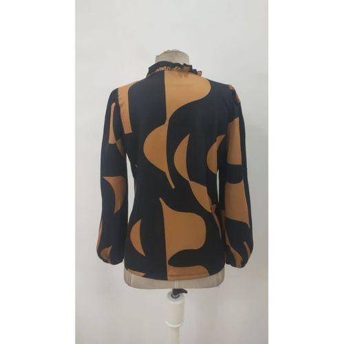 Kadın Uzun Kollu V Yakalı Desenli Modal Bluz