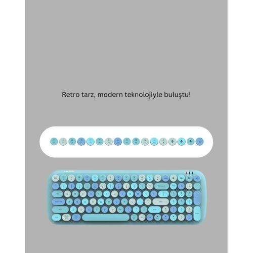 Retro Tarz Kablosuz Klavye Mouse Seti – 104 Tuşlu, Ergonomik Tasarım