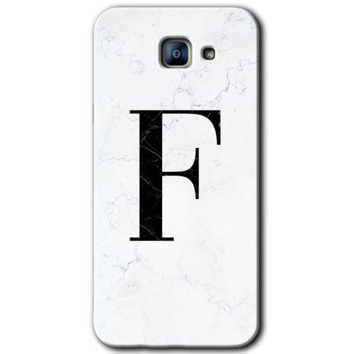 Galaxy A8 2016 Kılıf HD Desen Baskılı Arka Kapak - Beyaz Mermer Desenli F Harfi + Kırılmaz Cam
