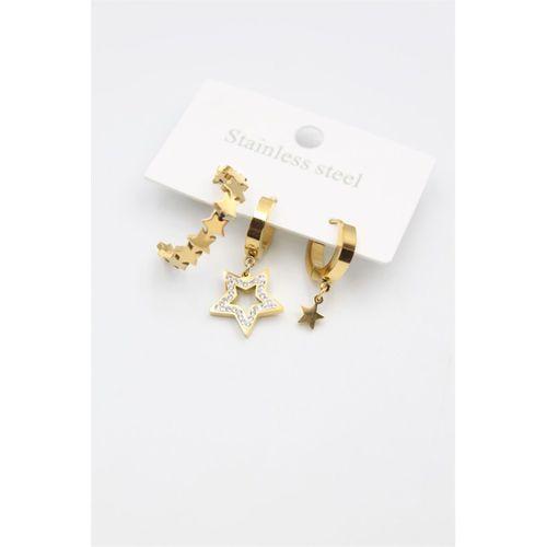 3'lü Yıldız Küpe - Altın