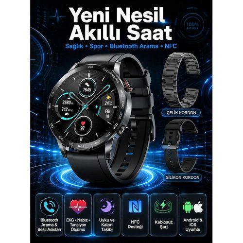 Suya Dayanıklı Dokunmatik Akıllı Saat Bluetooth 5 0, Sesli Asistan Ve Sağlık Takibi