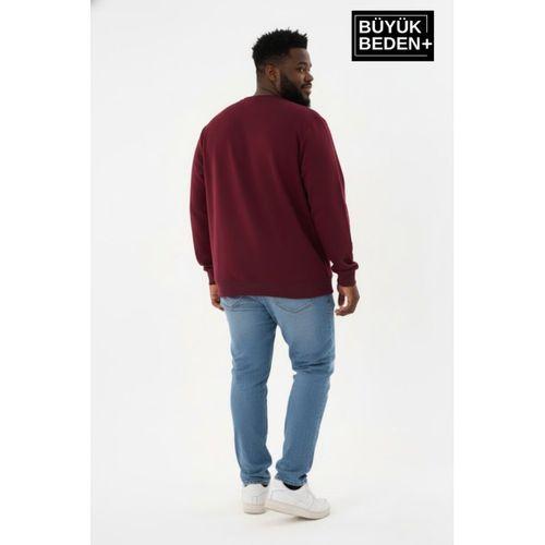 Erkek Büyük Beden Yelken Baskılı Bisiklet Yaka Sweatshirt SPR26BSW956-11