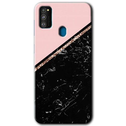 Samsung Galaxy M30s Kılıf Baskılı Kapak - Yarım Mermer +Tam Kaplayan Mat Seramik