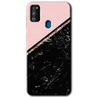 Samsung Galaxy M30s Kılıf Baskılı Kapak - Yarım Mermer +Tam Kaplayan Mat Seramik