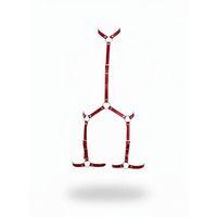 Kırmızı Kadın Body Harness Boyun Ve Bacak Detaylı Metal Halkalı - Brf234