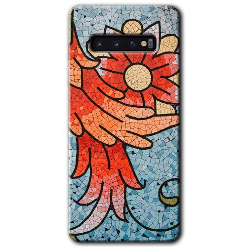 Potkal Hediye Fabrikası Samsung Galaxy S10 HD Baskılı Kılıf + 9D Tam Ekran Koruyucu - Mozaik Çiçek