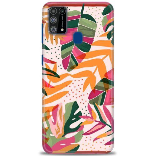 Samsung Galaxy M31 Kılıf HD Baskılı Kılıf - Turuncu Pembe + Tam Ekran Koruyucu