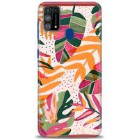 Samsung Galaxy M31 Kılıf HD Baskılı Kılıf - Turuncu Pembe + Tam Ekran Koruyucu