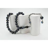 Oltu Taşı Küre Mavi Yıldız İşlemeli Tespih