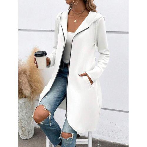 Kadın Uzun Kollu Kapşonlu önden Fermuarlı Midi Dalgıç Ceket