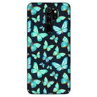 Xiaomi Redmi Note 8 Pro Kılıf Kelebek Etkisi (12) Koruyucu Silikon Beyaz Mavi
