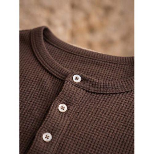 Roth Relaxed Fit Günlük Henley Yaka Waffle Kumaş Yazlık Kısa Kollu T-Shirt - Vizon