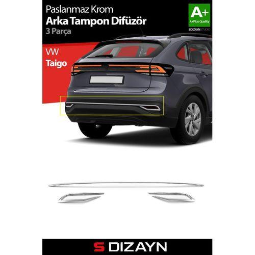 S-Dizayn VW Taigo Krom Arka Tampon Difüzör Çıtası 3 Prç. 2020 Üzeri A+ Kalite