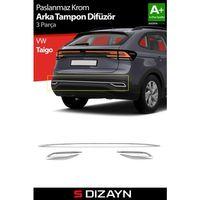 S-Dizayn VW Taigo Krom Arka Tampon Difüzör Çıtası 3 Prç. 2020 Üzeri A+ Kalite