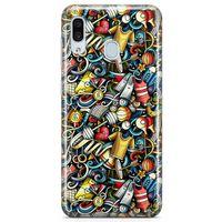 Samsung Galaxy A20 Kılıf Dambıl Bilardo Doodle Arka Kapak Koruma Desenli Full Koruyucu