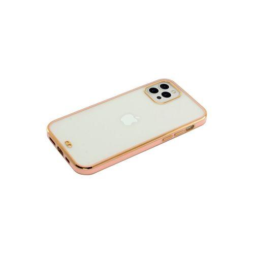 iPhone 12 Pro Max Premium Electrolize Silikonlu Pembe Telefon Kılıfı