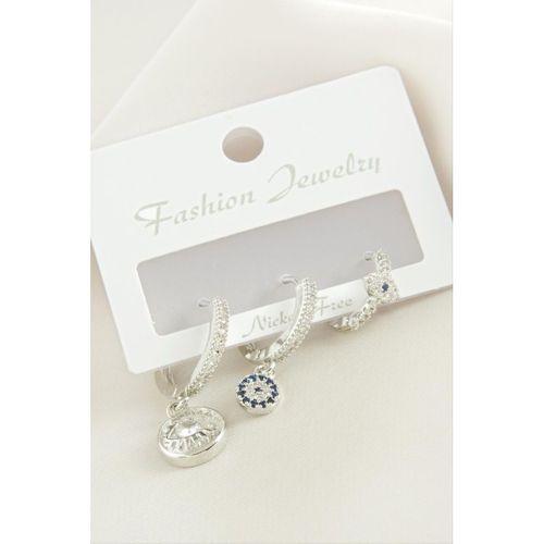 3 Adet Göz Zirkon Taşlı Küpe