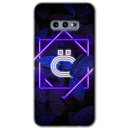 Samsung Galaxy S10e Kılıf HD Desen Baskılı Arka Kapak + Temperli Cam - Dark Neon Yaprak Ö Harfi