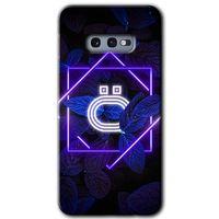 Samsung Galaxy S10e Kılıf HD Desen Baskılı Arka Kapak + Temperli Cam - Dark Neon Yaprak Ö Harfi