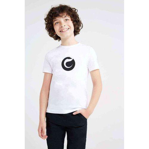 Minimalist Logo Baskılı Unisex Çocuk Beyaz Tshirt
