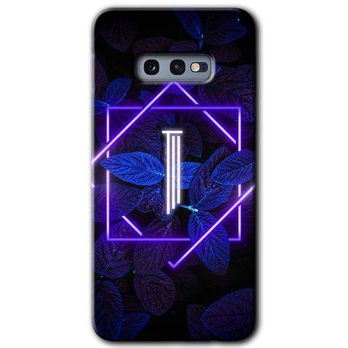 Potkal Hediye Fabrikası Samsung Galaxy S10e Kılıf HD Desen Baskılı Arka Kapak - Dark Neon Yaprak I Harfi
