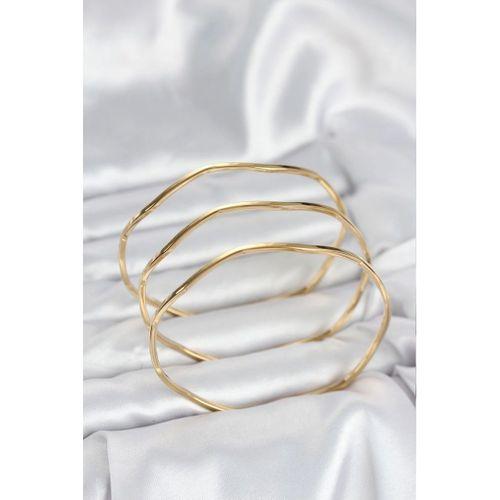 316L Çelik Gold Renk 65 mm Ajda Zikzak Model 3lü Kadın Bileklik