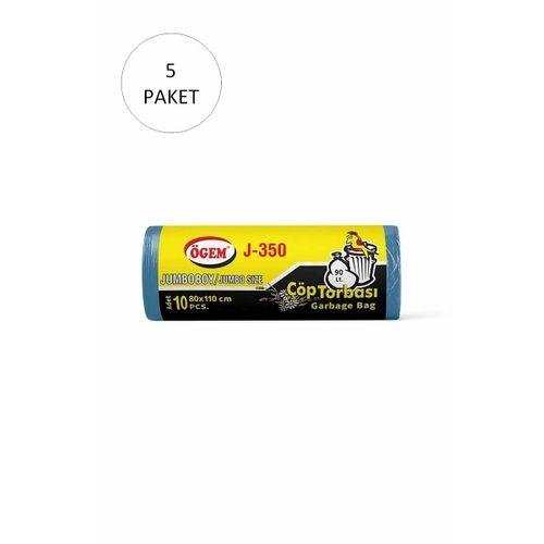 J-350 Jumbo Boy Çöp Torbası 80 x 110 cm 10 Lu Rulo x 5 Paket = 50 Adet (Mavi)
