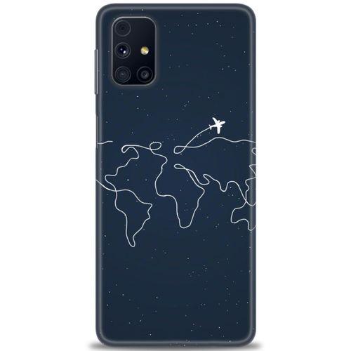 Samsung Galaxy M31S Kılıf HD Baskılı Kılıf - Uçak ve Dünya + Tam Ekran Koruyucu