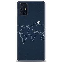Samsung Galaxy M31S Kılıf HD Baskılı Kılıf - Uçak ve Dünya + Tam Ekran Koruyucu