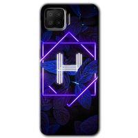 Oppo A73 Kılıf Baskılı Kapak - Dark Neon Yaprak H Harfi +Tam Kaplayan Mat Seramik