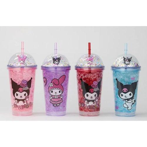 Sevimli Kuromi Işıklı Pipetli Boncuklu Suluk & Bardak 400 Ml Alk3144