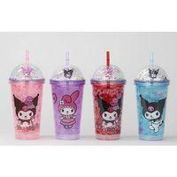 Sevimli Kuromi Işıklı Pipetli Boncuklu Suluk & Bardak 400 Ml Alk3144