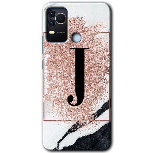 Omix X400 Kılıf HD Desen Baskılı Arka Kapak - Pembe Mermer Desenli J Harfi