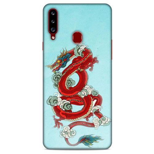 Samsung Galaxy A20s Kılıf Dragons (22) Tam Koruma Kılıfı Ejderha Dövme Kırmızı