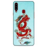Samsung Galaxy A20s Kılıf Dragons (22) Tam Koruma Kılıfı Ejderha Dövme Kırmızı