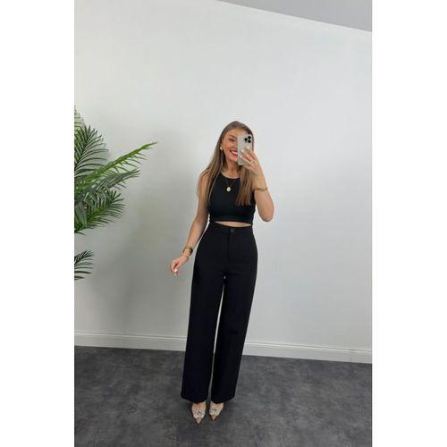 Kadın Yüksek Bel Atlas Kumaş Palazzo Pantolon