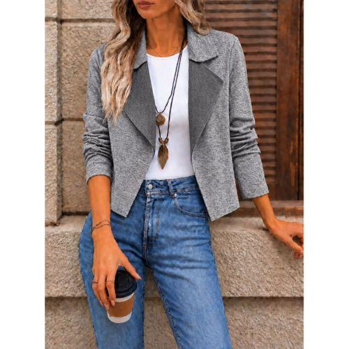 Kadın Kontrast Yaka Desenli Kısa Blazer / Ceket