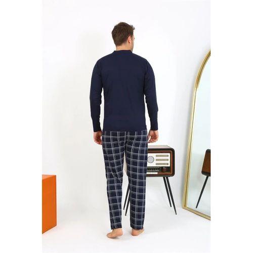 Erkek Uzun Kol Penye Lacivert Pijama Takımı