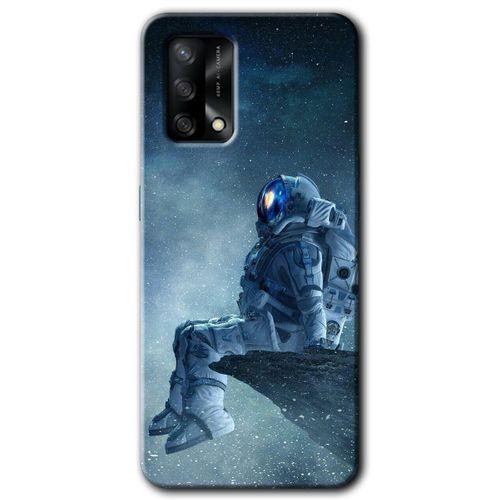 Oppo A74 Kılıf HD Desen Baskılı Arka Kapak + Temperli Cam - Astronot Yalnızlığı