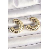 Pirinç Gold Renk Yarım Halka Model CCB Kadın Küpe