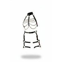 Siyah Harness Takım Zincir Detaylı Yüksek Yaka Vücut Aksesuarı - Brf1262